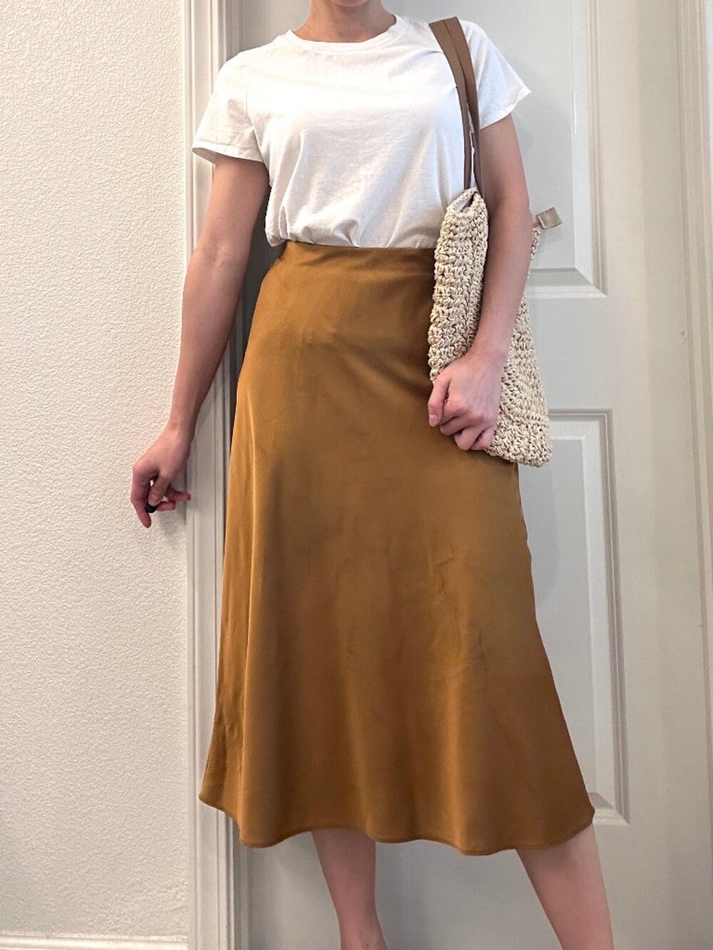 J. Crew Retro Satin Midi Skirt size M Bronze/Brownish Orange color